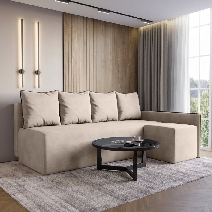 Кутовий диван ортопедичний iSmart MORRO Maxi єврокнижка 205x149 см (матрац Pocket spring) світло-бежевий Laura 2
