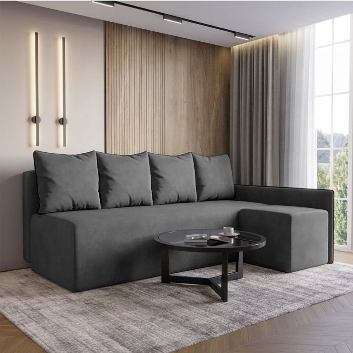 Кутовий диван ортопедичний iSmart MORRO Maxi єврокнижка 205x149 см (матрац Lux) графіт Laura 15