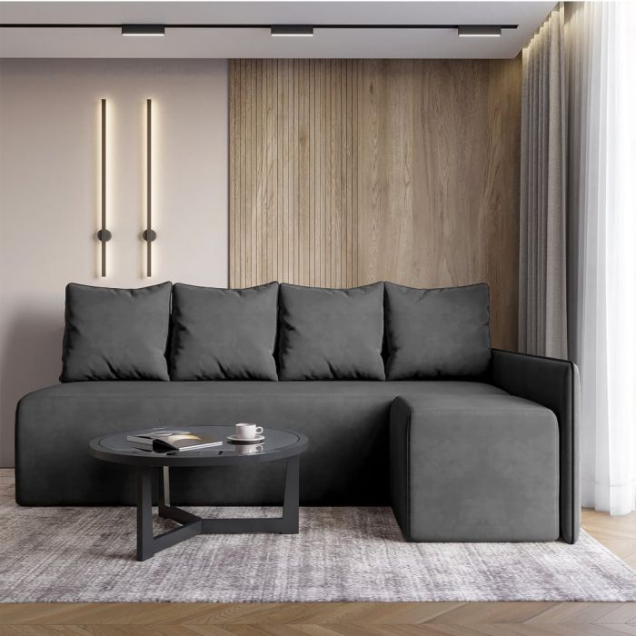 Кутовий диван ортопедичний iSmart MORRO Maxi єврокнижка 205x149 см (матрац Lux) графіт Laura 15