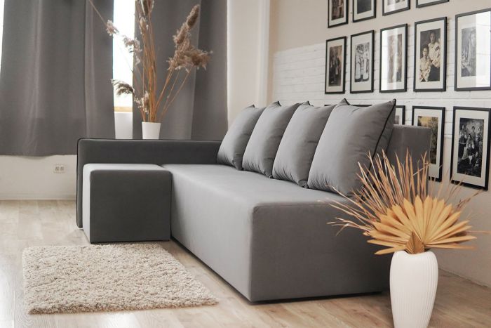 Кутовий диван ортопедичний iSmart MORRO Maxi єврокнижка 205x149 см (матрац Lux) сірий Laura 33