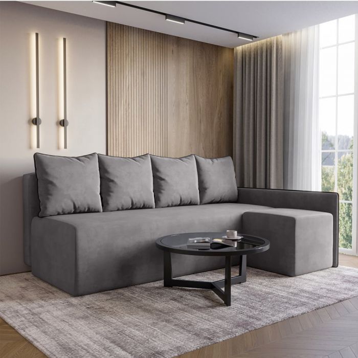 Кутовий диван ортопедичний iSmart MORRO Maxi єврокнижка 205x149 см (матрац Lux) сірий Laura 33