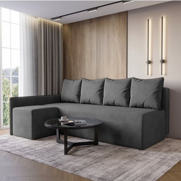 Кутовий диван ортопедичний iSmart MORRO Maxi єврокнижка 205x149 см (матрац Lux) графіт Laura 15 Кутовий диван ортопедичний iSmart MORRO Maxi єврокнижка 205x149 см (матрац Lux) графіт Laura 15