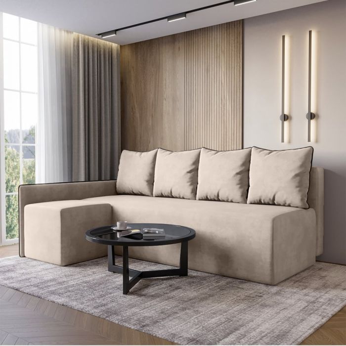 Кутовий диван ортопедичний iSmart MORRO Maxi єврокнижка 205x149 см (матрац Pocket spring) світло-бежевий Laura 2