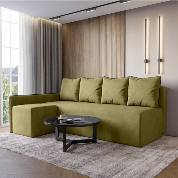 Кутовий диван ортопедичний iSmart MORRO Maxi єврокнижка 205x149 см (матрац Lux) оливковий Laura 27 Кутовий диван ортопедичний iSmart MORRO Maxi єврокнижка 205x149 см (матрац Lux) оливковий Laura 27