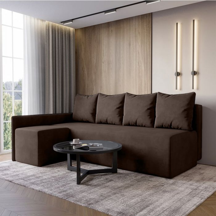 Кутовий диван ортопедичний iSmart MORRO Maxi єврокнижка 205x149 см (матрац Gold) темно-коричневий Laura 8