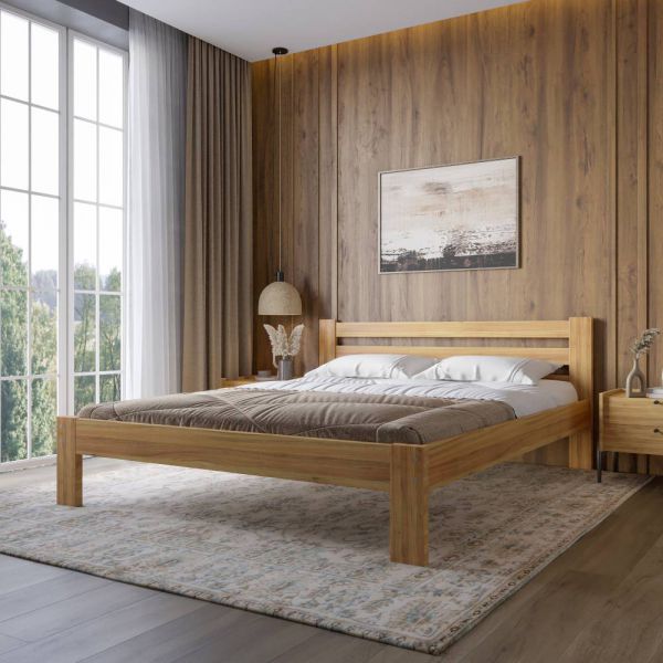 Двоспальне дерев'яне ліжко Mebigrand Баварія Горіх світлий 180х200 см (MBG-14707)