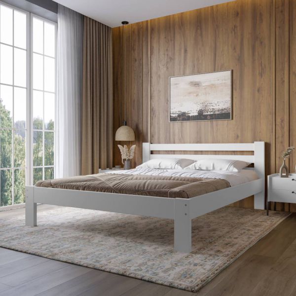 Двоспальне дерев'яне ліжко Mebigrand Баварія Білий (RAL9003) 180х200 см (MBG-14897)