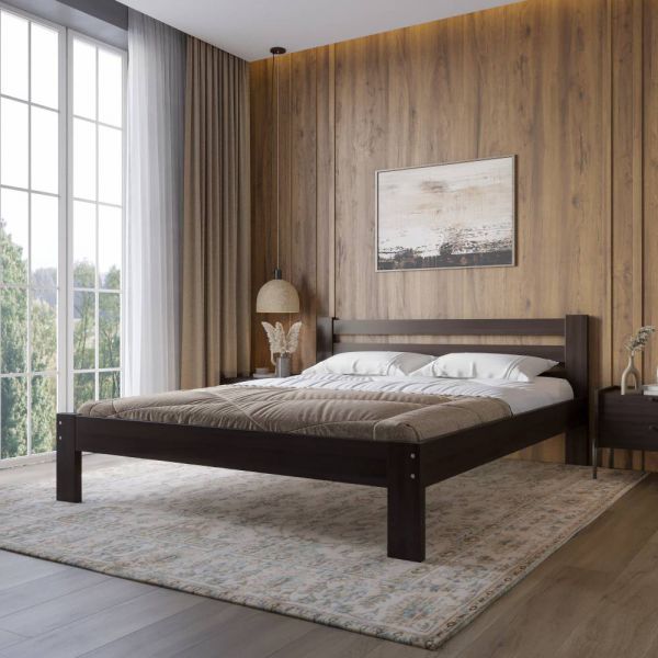 Двоспальне дерев'яне ліжко Mebigrand Баварія Венге 160х200 см (MBG-14763)